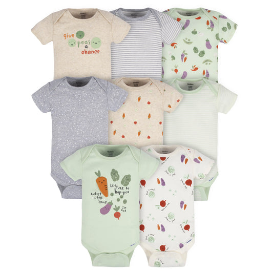 8-Pack Baby Neutral Happy Veggies Onesies Bodysuits
