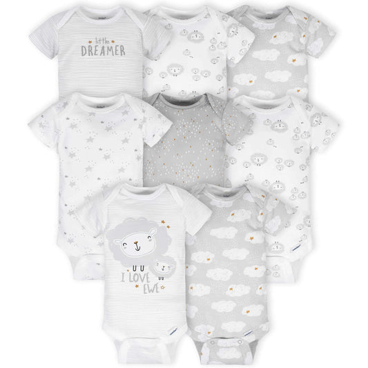 8-Pack Baby Neutral Sheep Short Sleeve Onesies Bodysuits