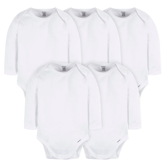 5-Pack Baby White Premium Long Sleeve Onesies Bodysuits