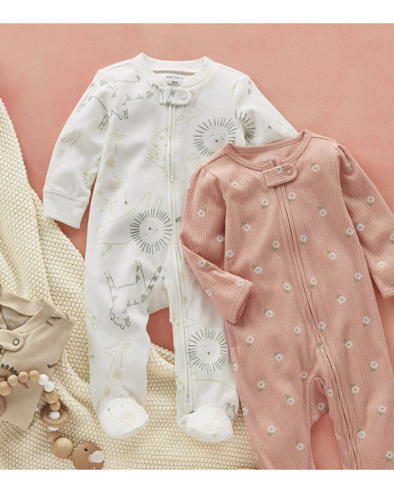 Carter's Floral 2-Way Zip Cotton Sleep and Play