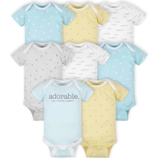 8-Pack Baby Neutral Words Short Sleeve Onesies Bodysuits