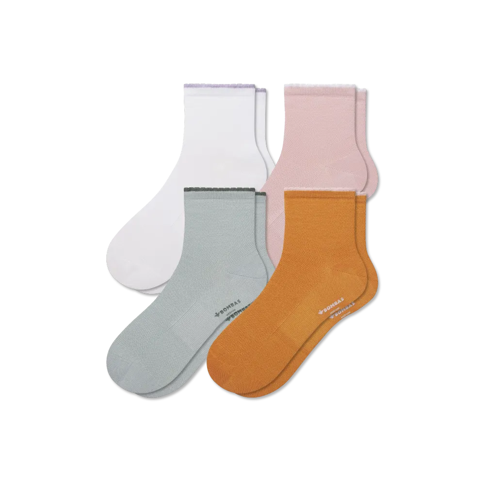 Women’s Scallop Cuff Quarter Sock 4-Pack