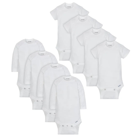 8-Pack Baby Neutral White Long & Short Sleeve Onesies Brand Bodysuits