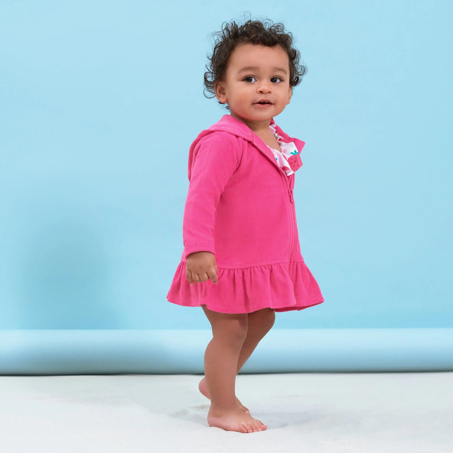 Baby & Toddler Girls Pink Zipper Hoodie Terry Coverup