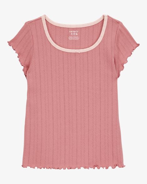 Kid Butterfly Pointelle Baby Tee - Pink