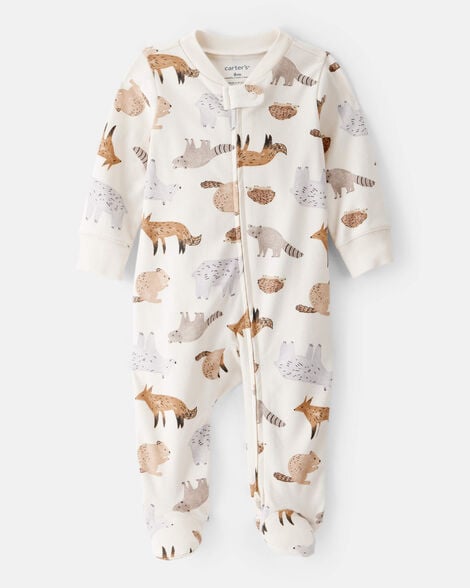 Baby Boy Dinosaur 2-Way Zip Cotton Sleep & Play Pajamas