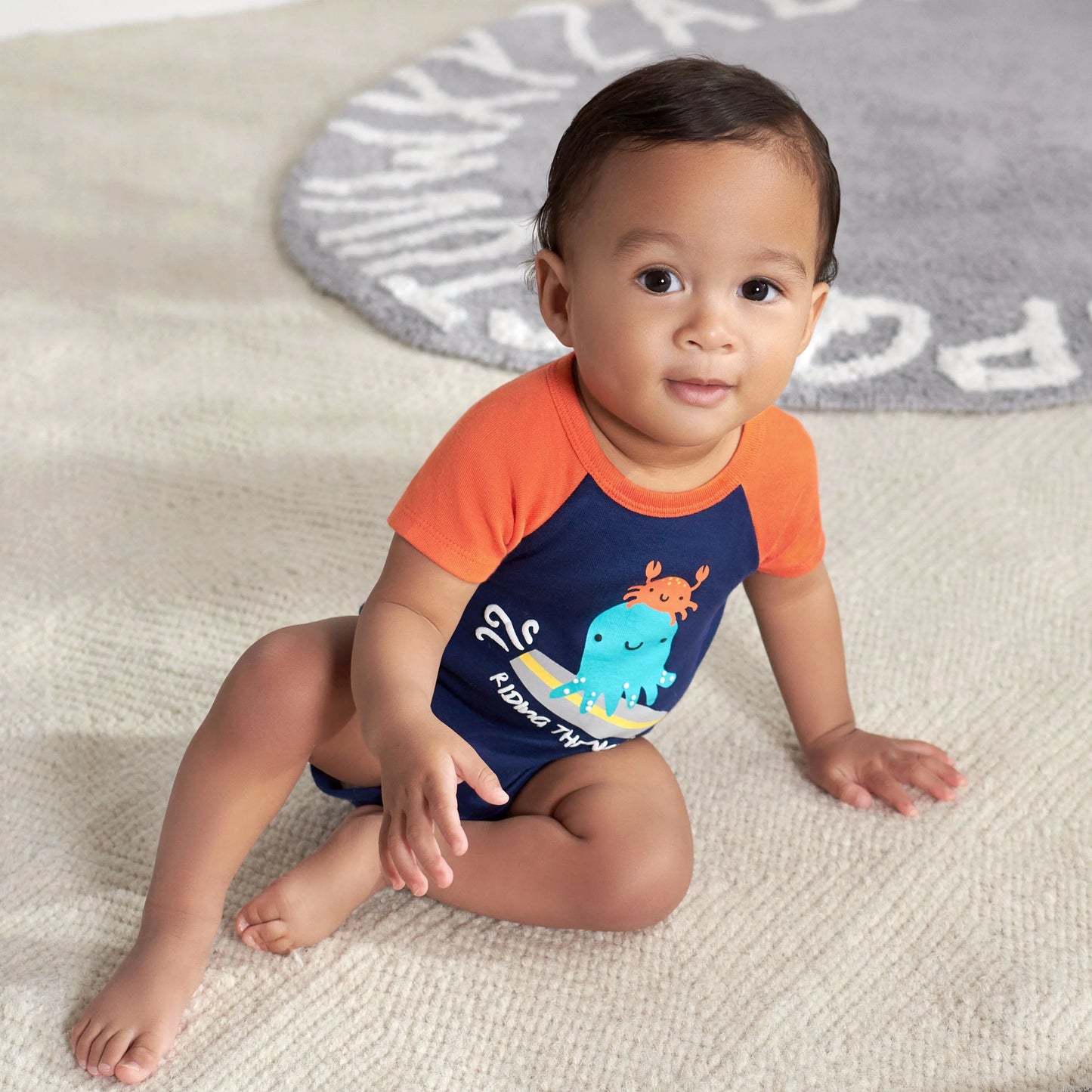 4-Pack Baby Boys Sea Friends Short Sleeve Onesies Bodysuits