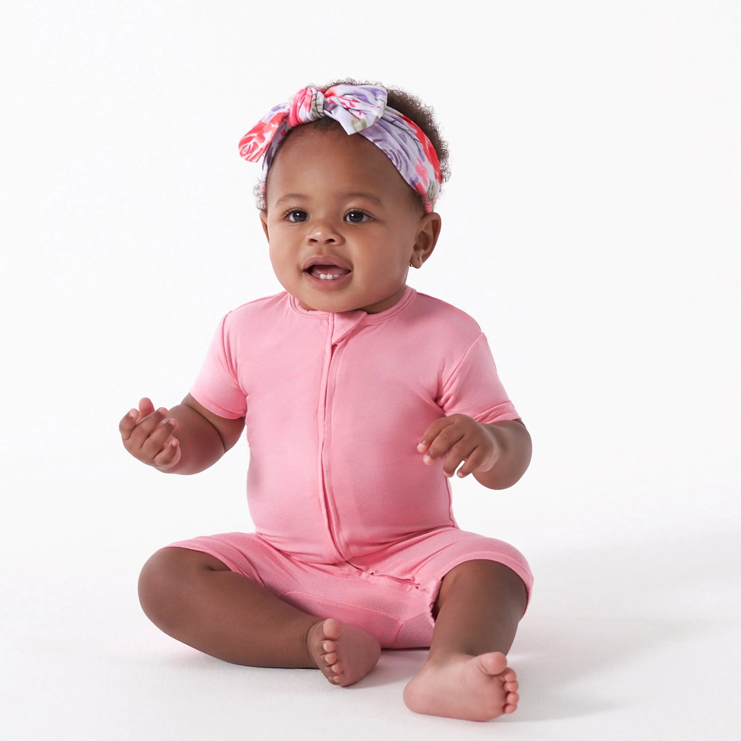 Baby Pink Lemonade Buttery Soft Viscose Made from Eucalyptus Snug Fit Romper