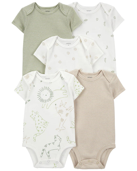 Carter's 5-Pack Short-Sleeve Animal Print Bodysuits
